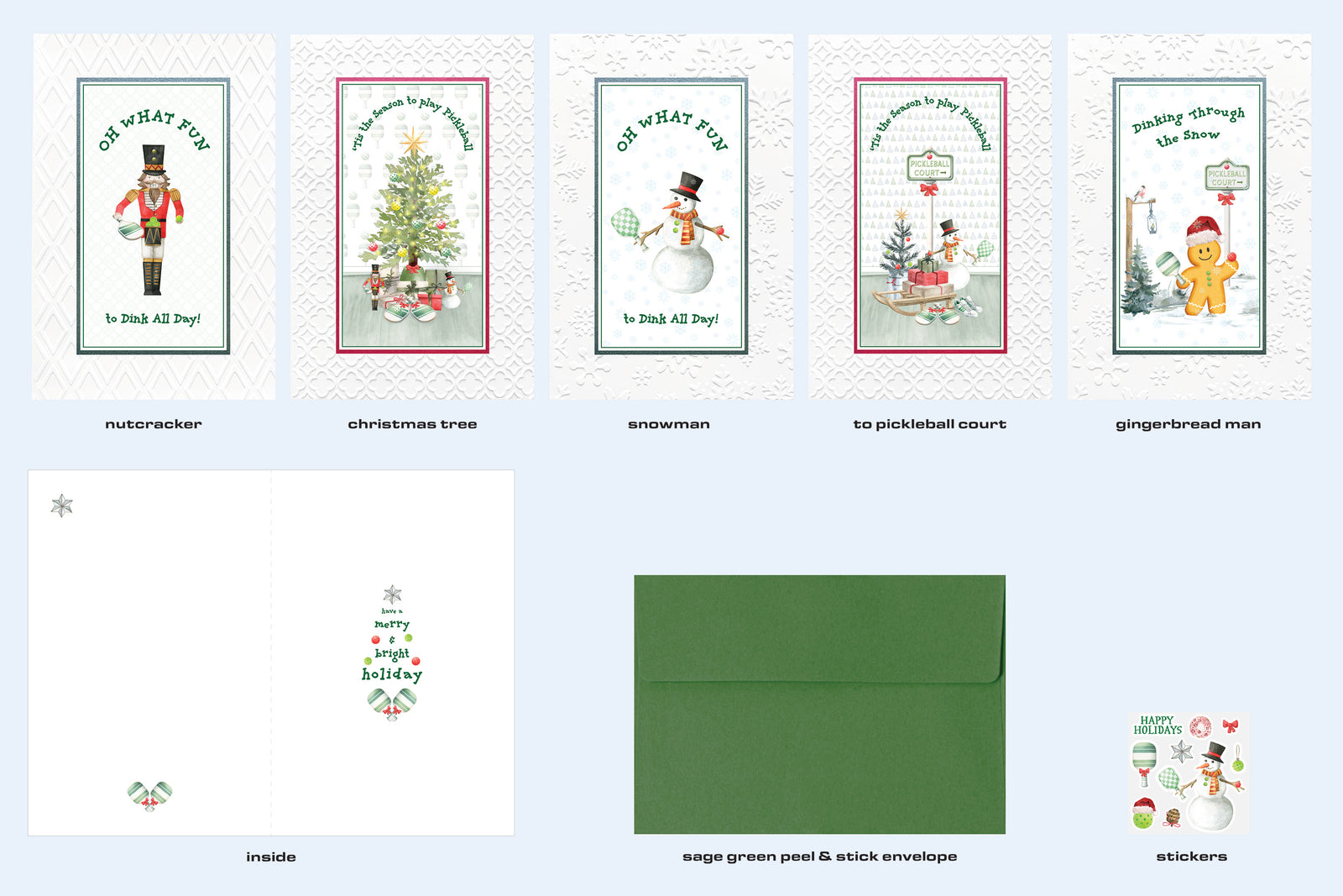 Ho Ho Holiday "Pickleball" Greeting Cards