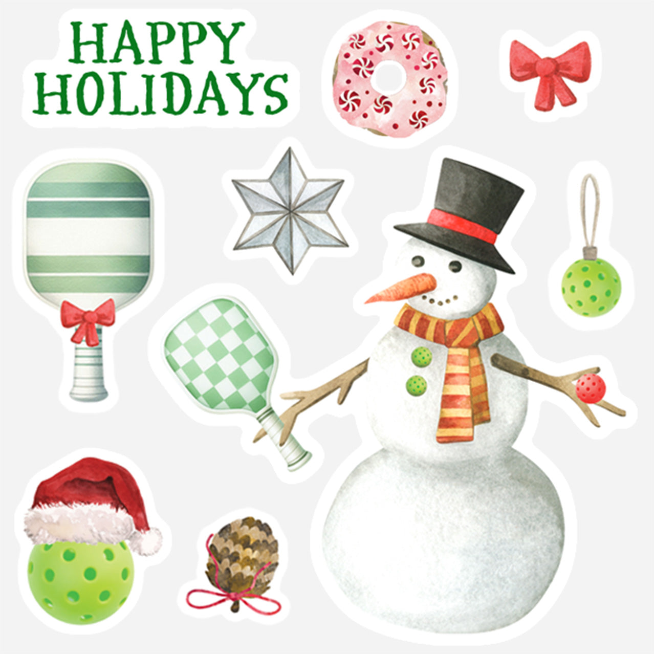Mr. Pickleball Snowman - Ho Ho Holiday Greeting Cards